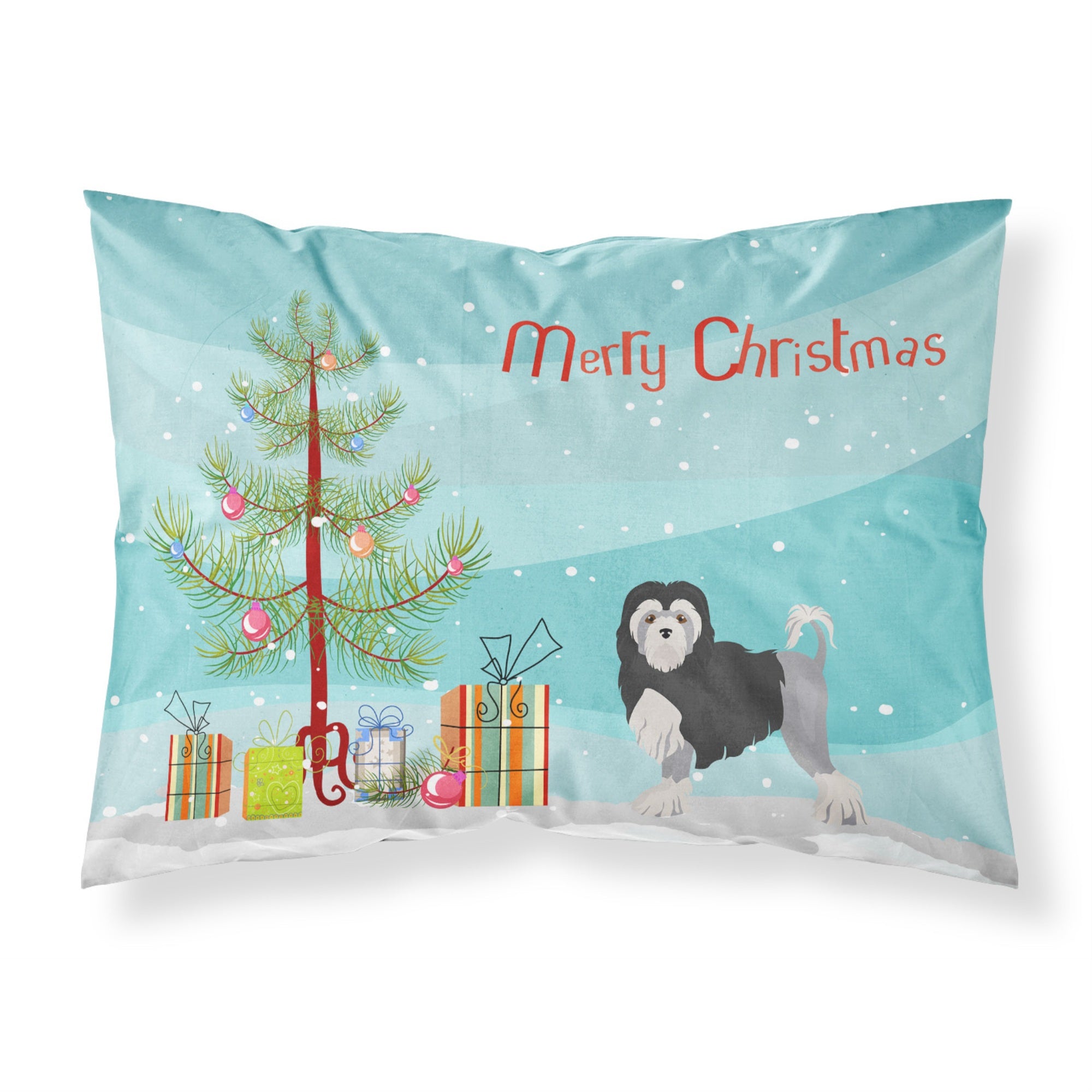Carolines Treasures Lwchen or Little Lion Dog Christmas Tree Fabric Standard pillowcases, Multicolor