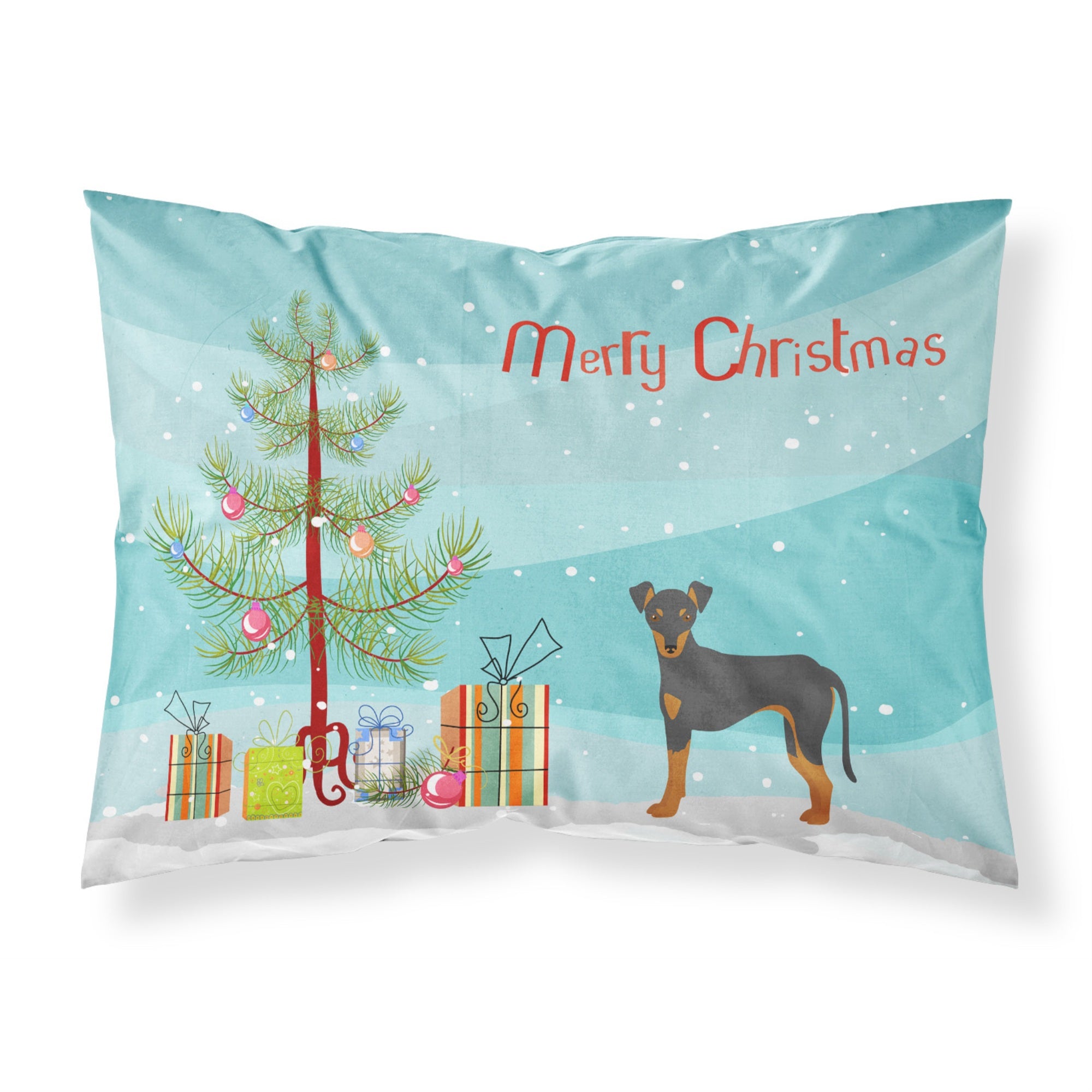 Carolines Treasures Manchester Terrier Christmas Tree Fabric Standard pillowcases, Multicolor