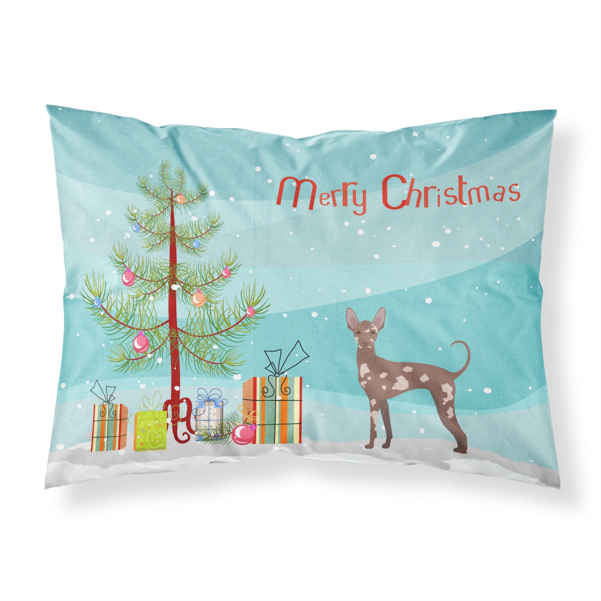 Carolines Treasures Mexican Hairless Dog Christmas Tree Fabric Standard pillowcases, Multicolor