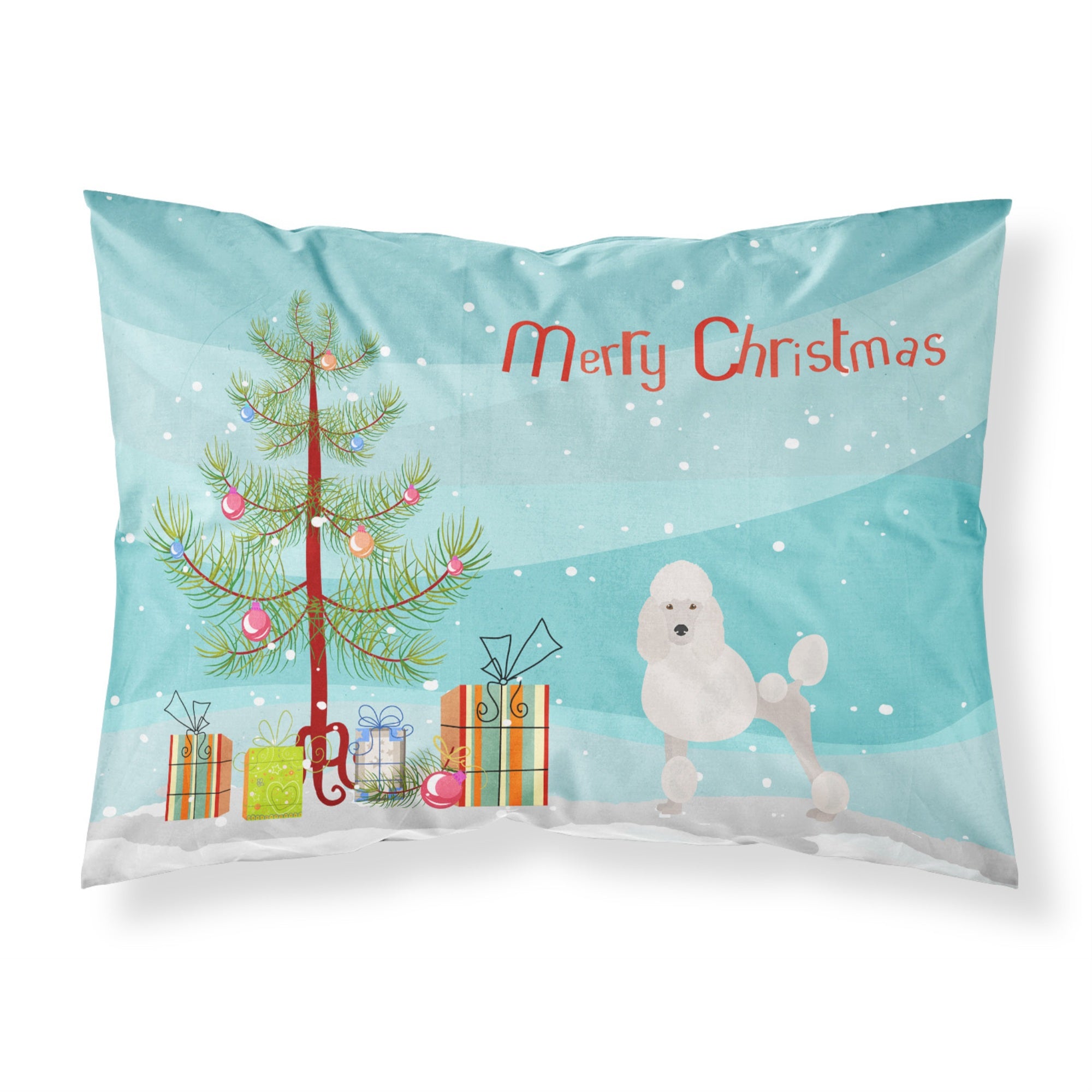 Carolines Treasures Miniature Poodle Christmas Tree Fabric Standard pillowcases, Multicolor