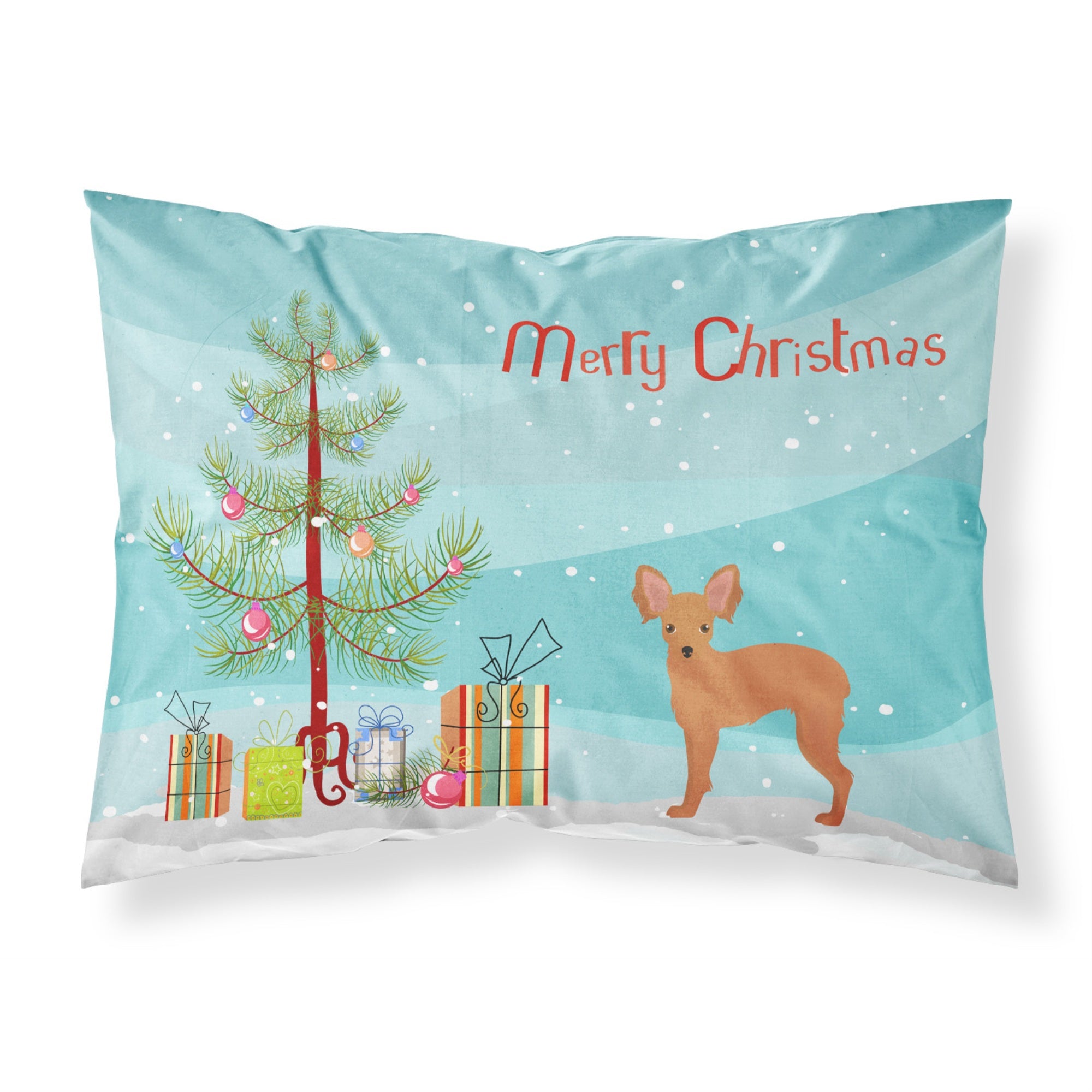 Carolines Treasures Russkiy Russian Toy Terrier Christmas Tree Fabric Standard pillowcases, Multicolor