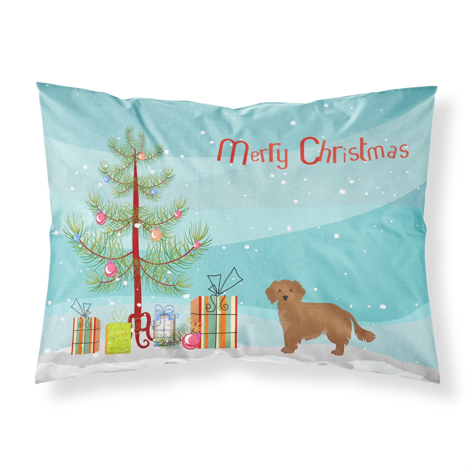 Carolines Treasures Small Greek Domestic Dog Kokoni Christmas Tree Fabric Standard pillowcases, Multicolor