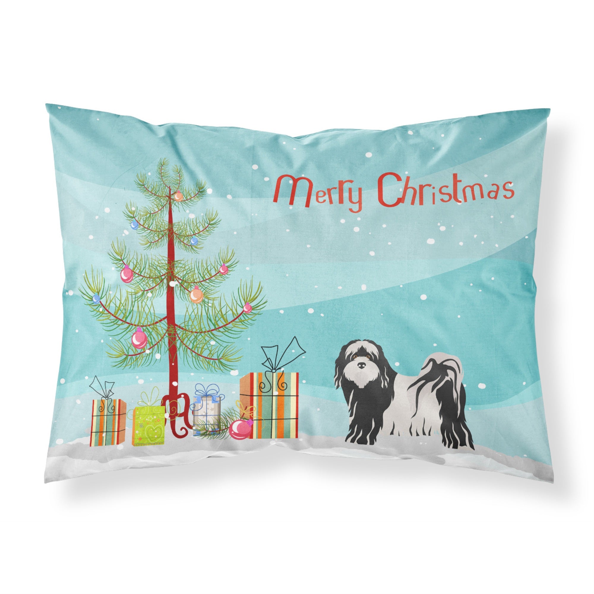 Carolines Treasures Tibetan Terrier Christmas Tree Fabric Standard pillowcases, Multicolor