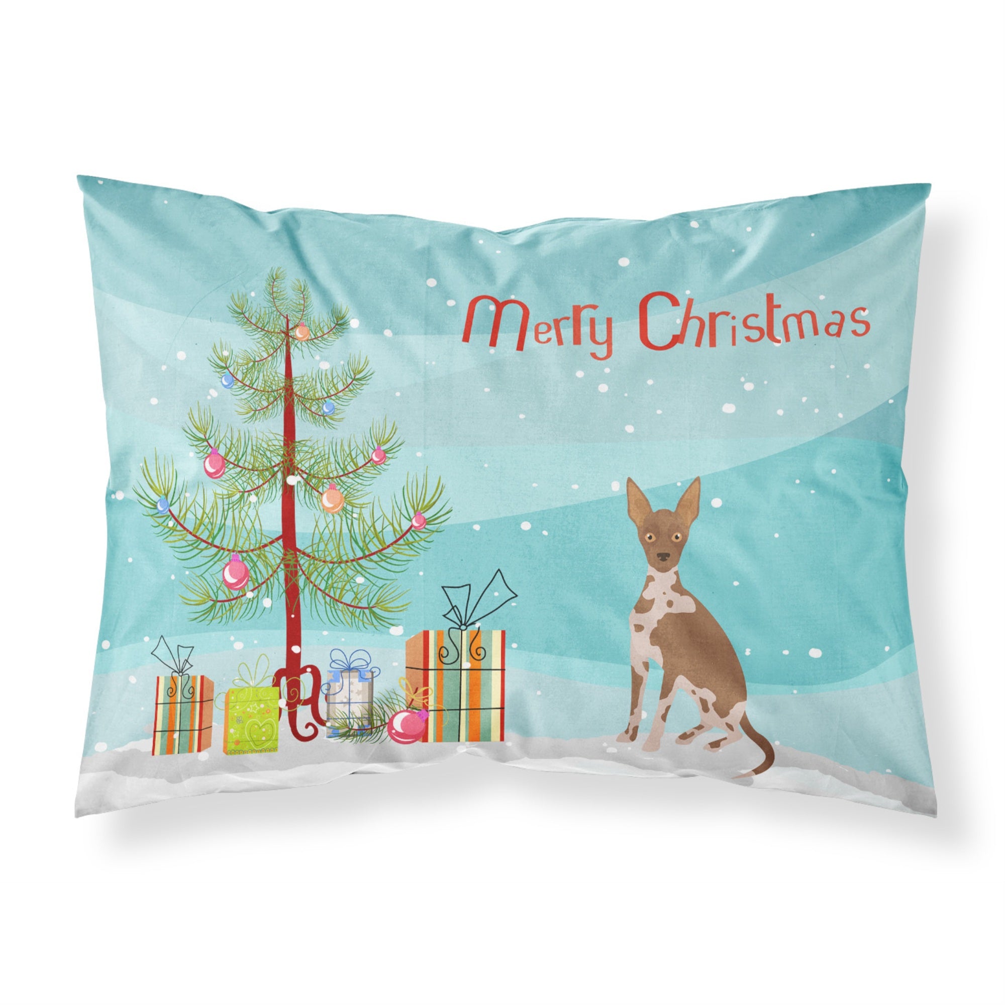Carolines Treasures Tan Abyssinian or African Hairless Dog Christmas Tree Fabric Standard pillowcases, Multicolor