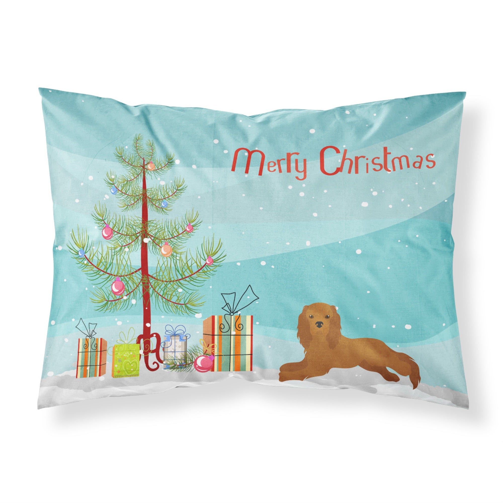 Carolines Treasures Ruby Cavalier King Charles Spaniel Christmas Tree Fabric Standard pillowcases, Multicolor