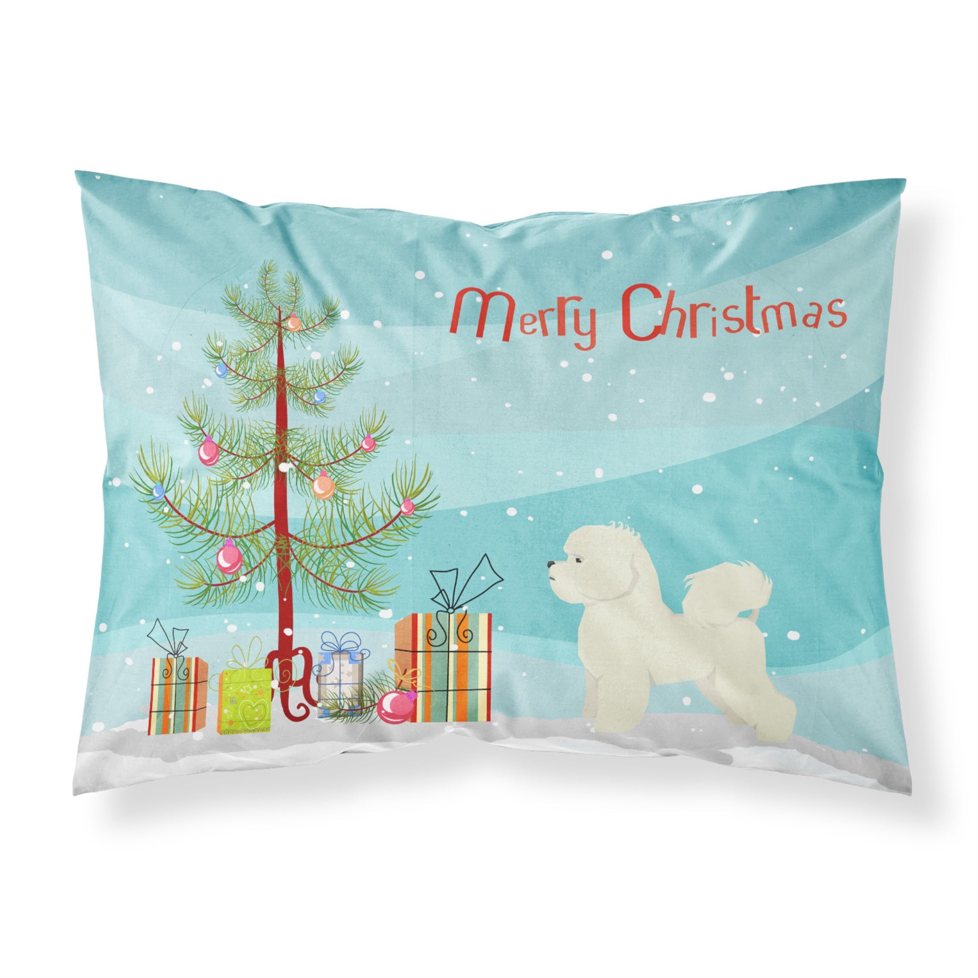 Carolines Treasures Bichon Frise Christmas Tree Fabric Standard pillowcases, Multicolor