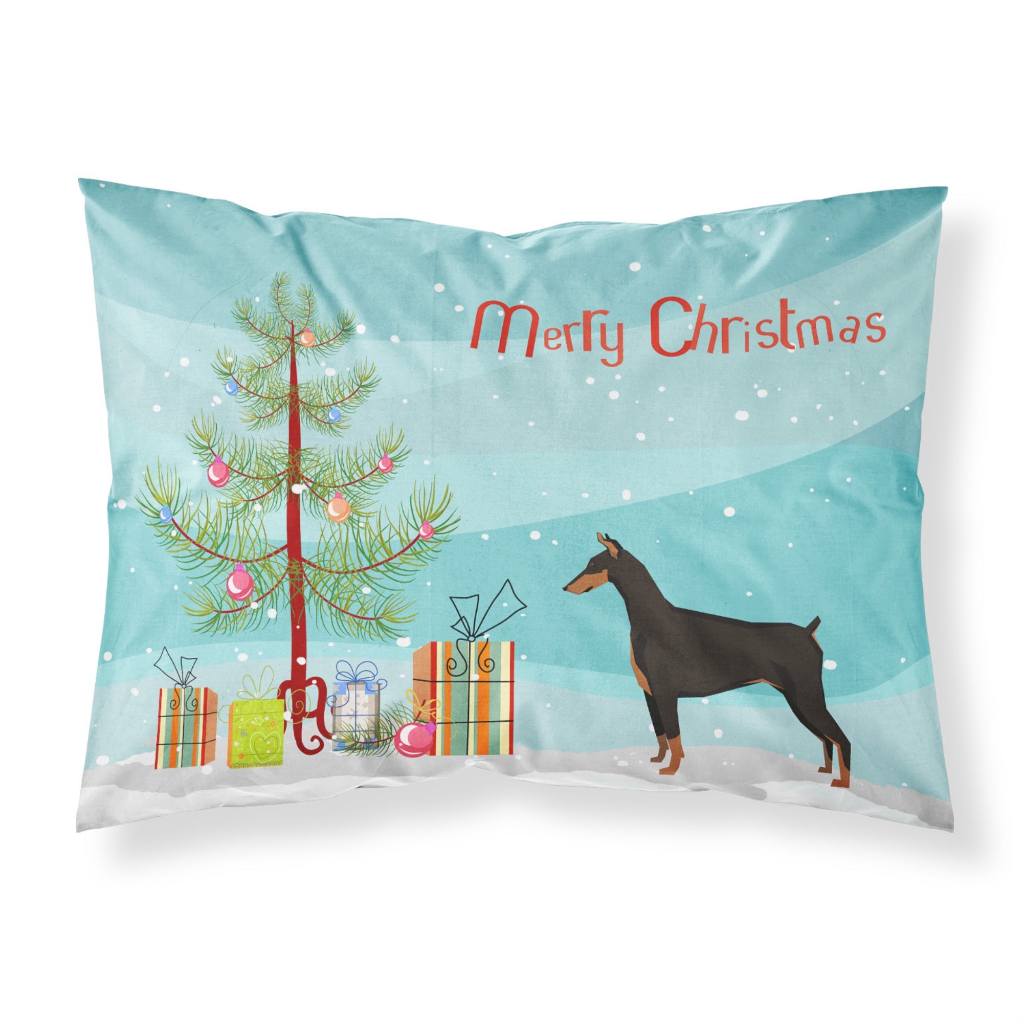 Carolines Treasures Doberman Pinscher Christmas Tree Fabric Standard pillowcases, Multicolor