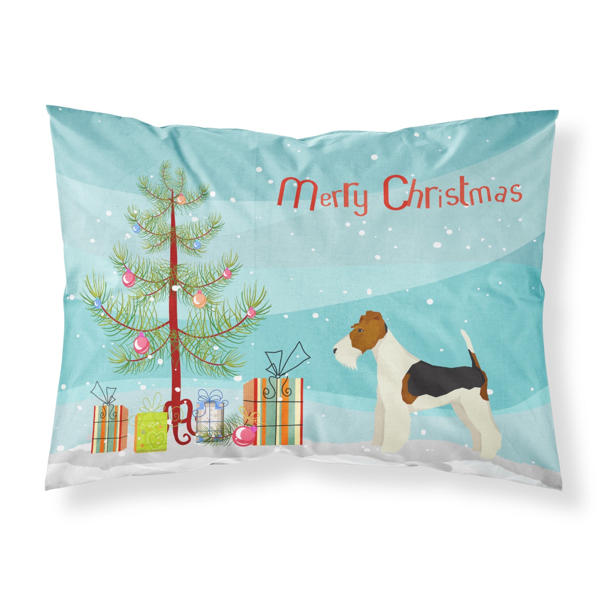 Carolines Treasures Fox Terrier Christmas Tree Fabric Standard pillowcases, Multicolor