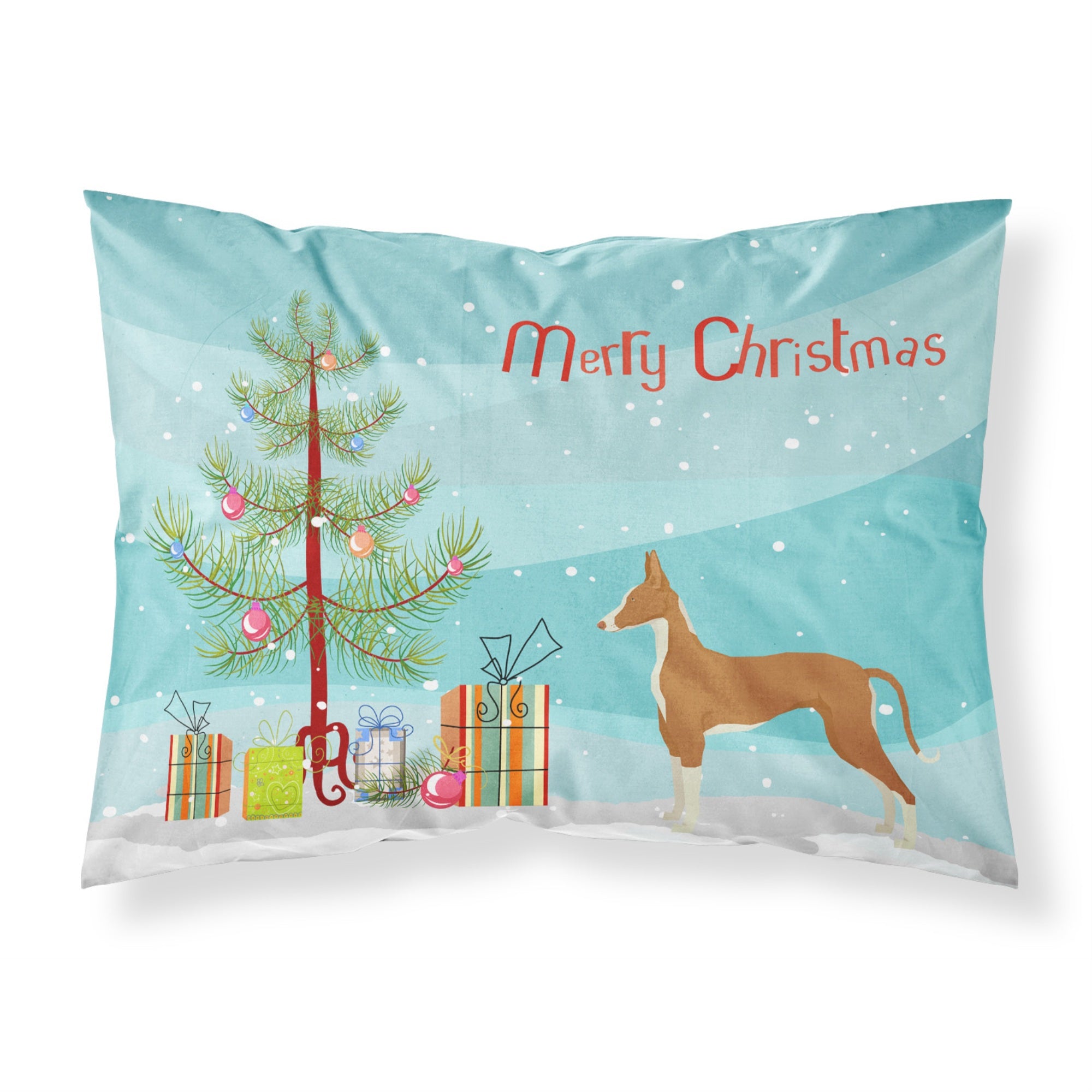 Carolines Treasures Ibizan Hound Christmas Tree Fabric Standard pillowcases, Multicolor