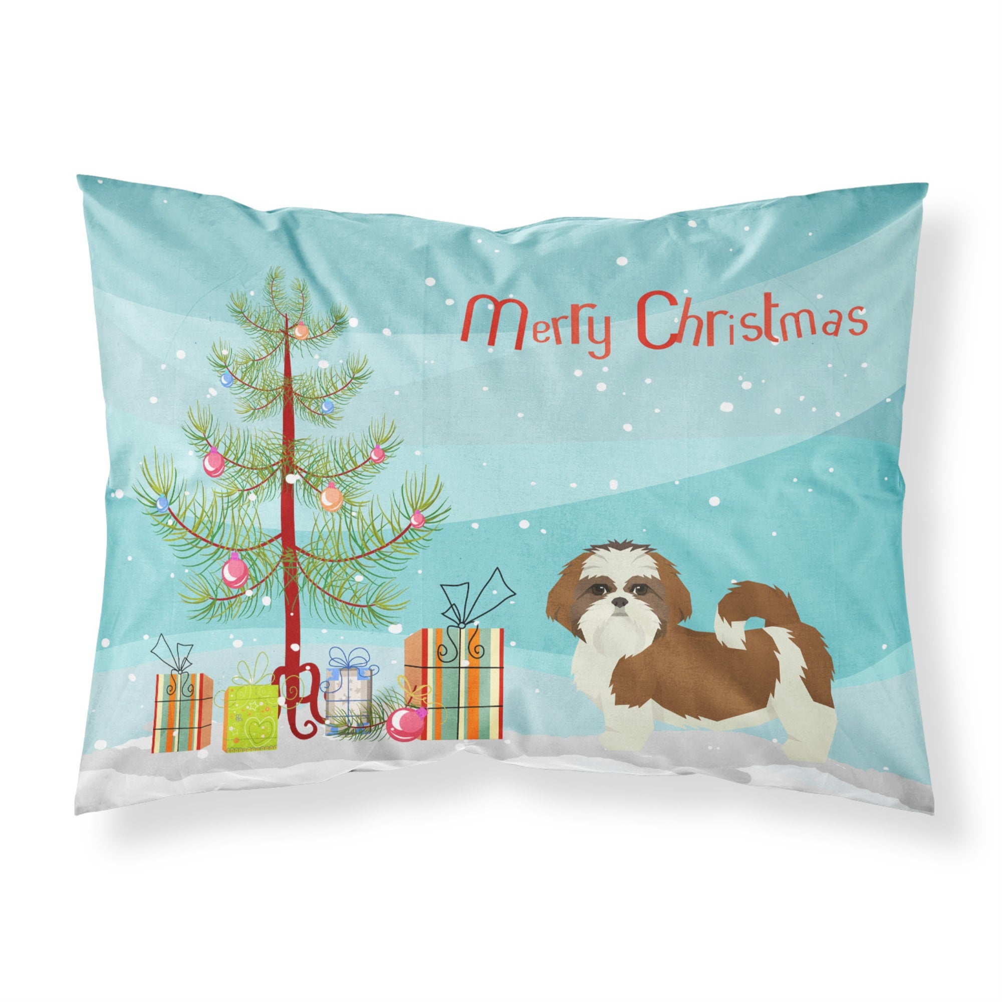 Carolines Treasures Shih Tzu Christmas Tree Fabric Standard pillowcases, Multicolor