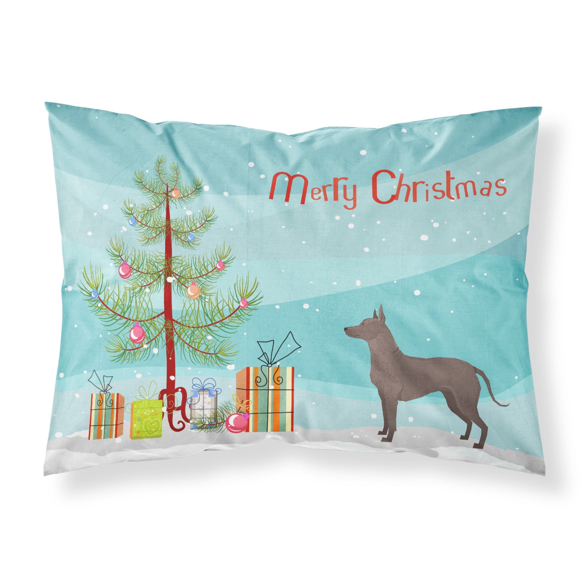 Carolines Treasures Mexican Hairless Dog Xolo Christmas Tree Fabric Standard pillowcases, Multicolor