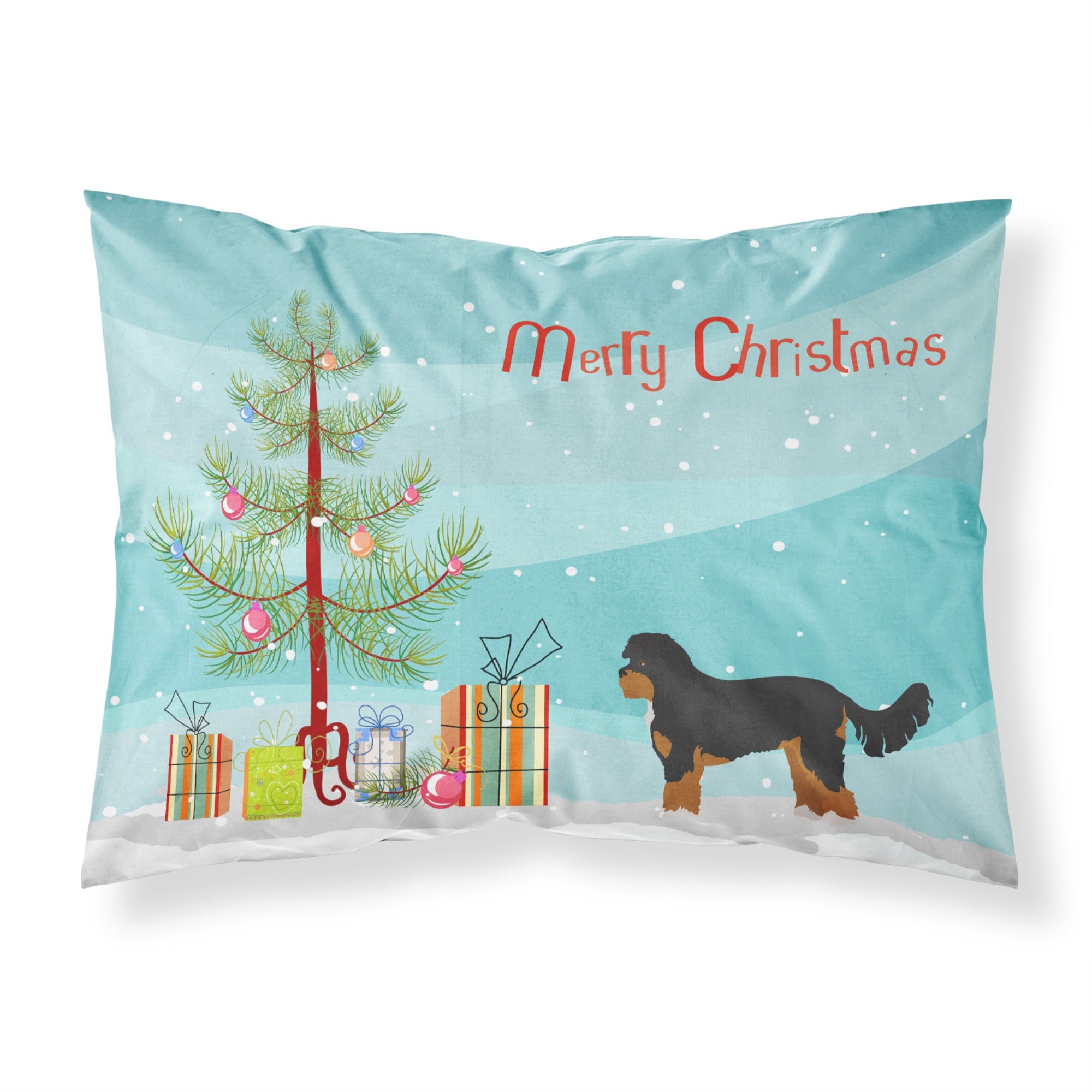 Carolines Treasures Black and Tan Cavapoo Christmas Tree Fabric Standard pillowcases, Multicolor