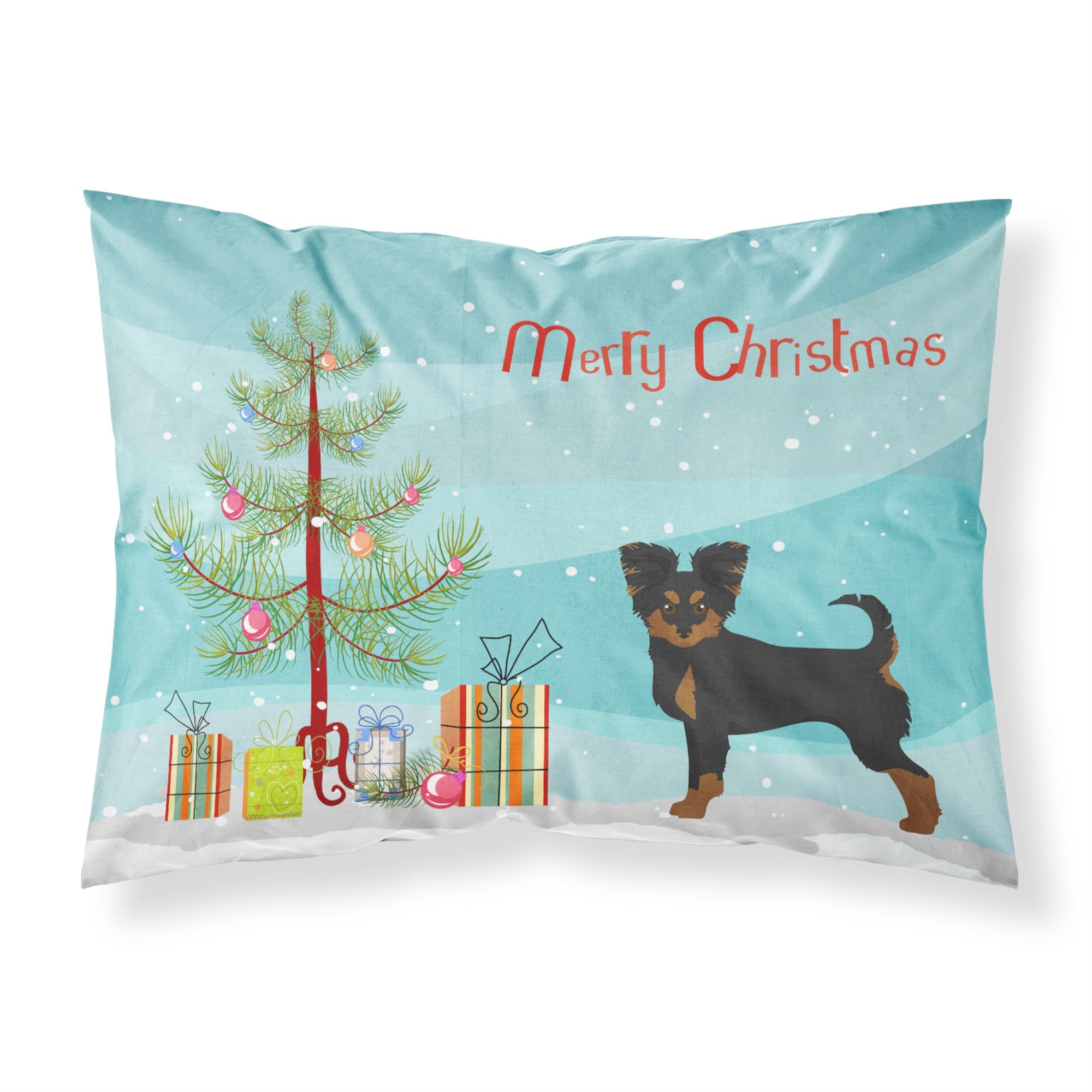 Carolines Treasures Black and Tan Chion Christmas Tree Fabric Standard pillowcases, Multicolor