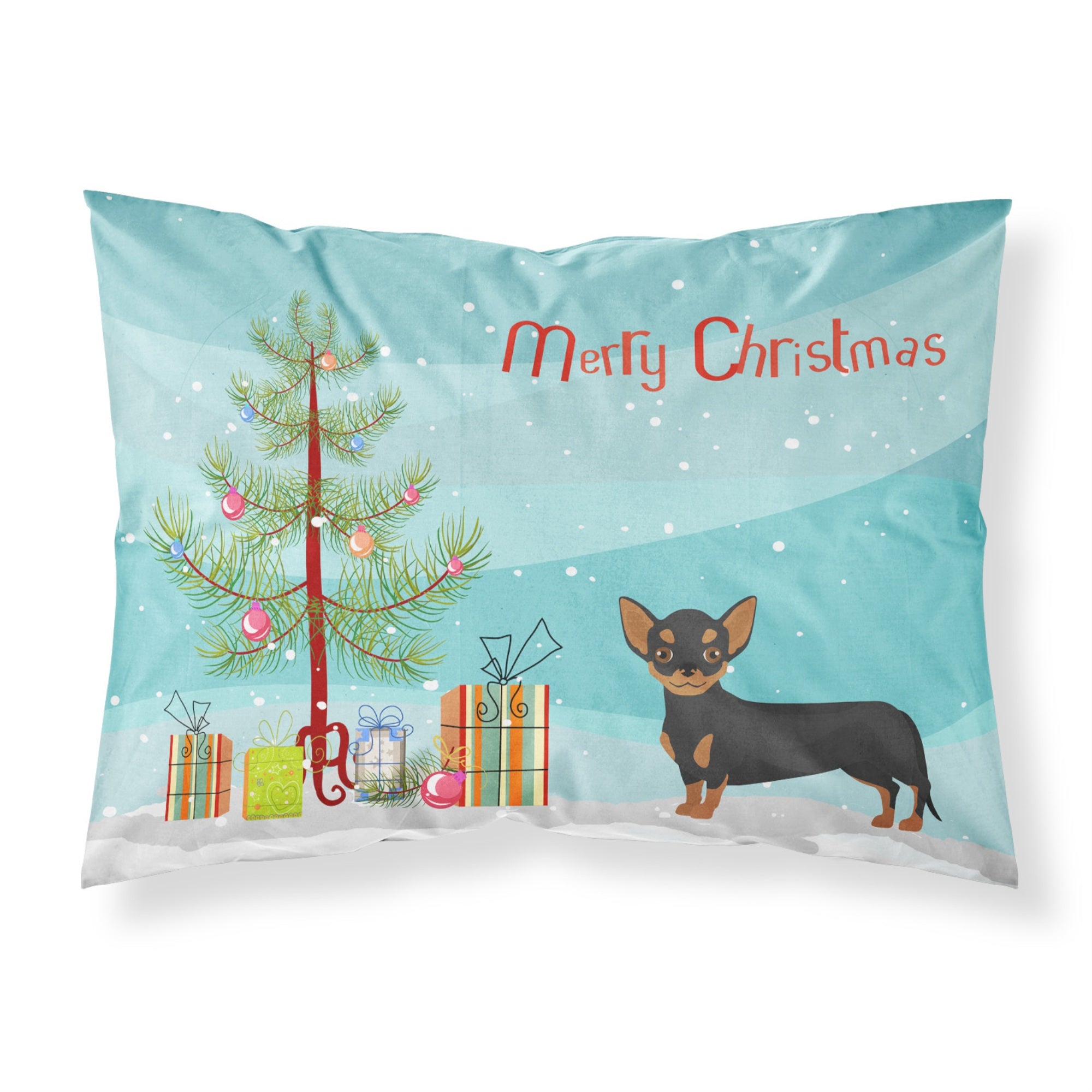Carolines Treasures Black and Tan Chiweenie Christmas Tree Fabric Standard pillowcases, Multicolor