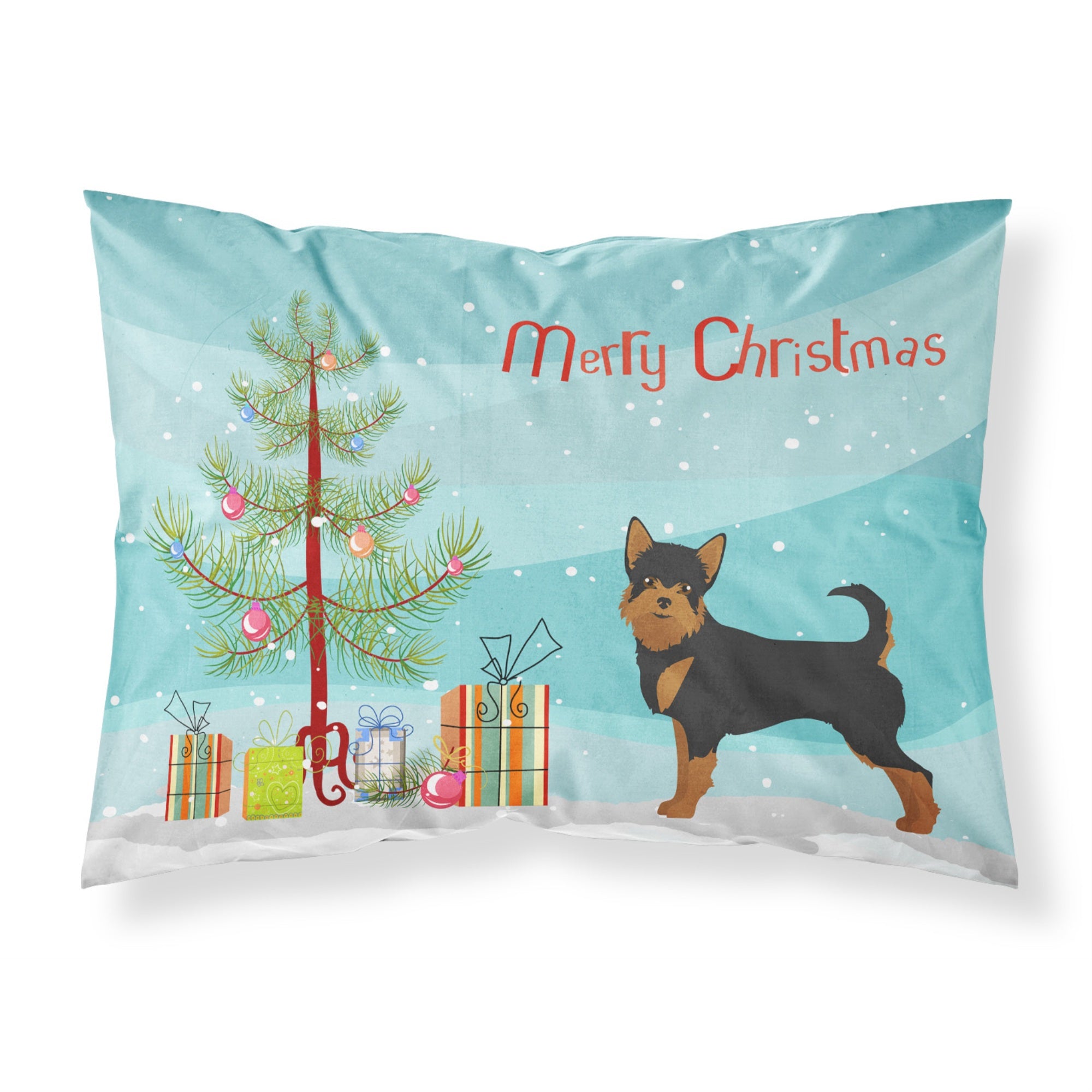 Carolines Treasures Black and Tan Chorkie Christmas Tree Fabric Standard pillowcases, Multicolor