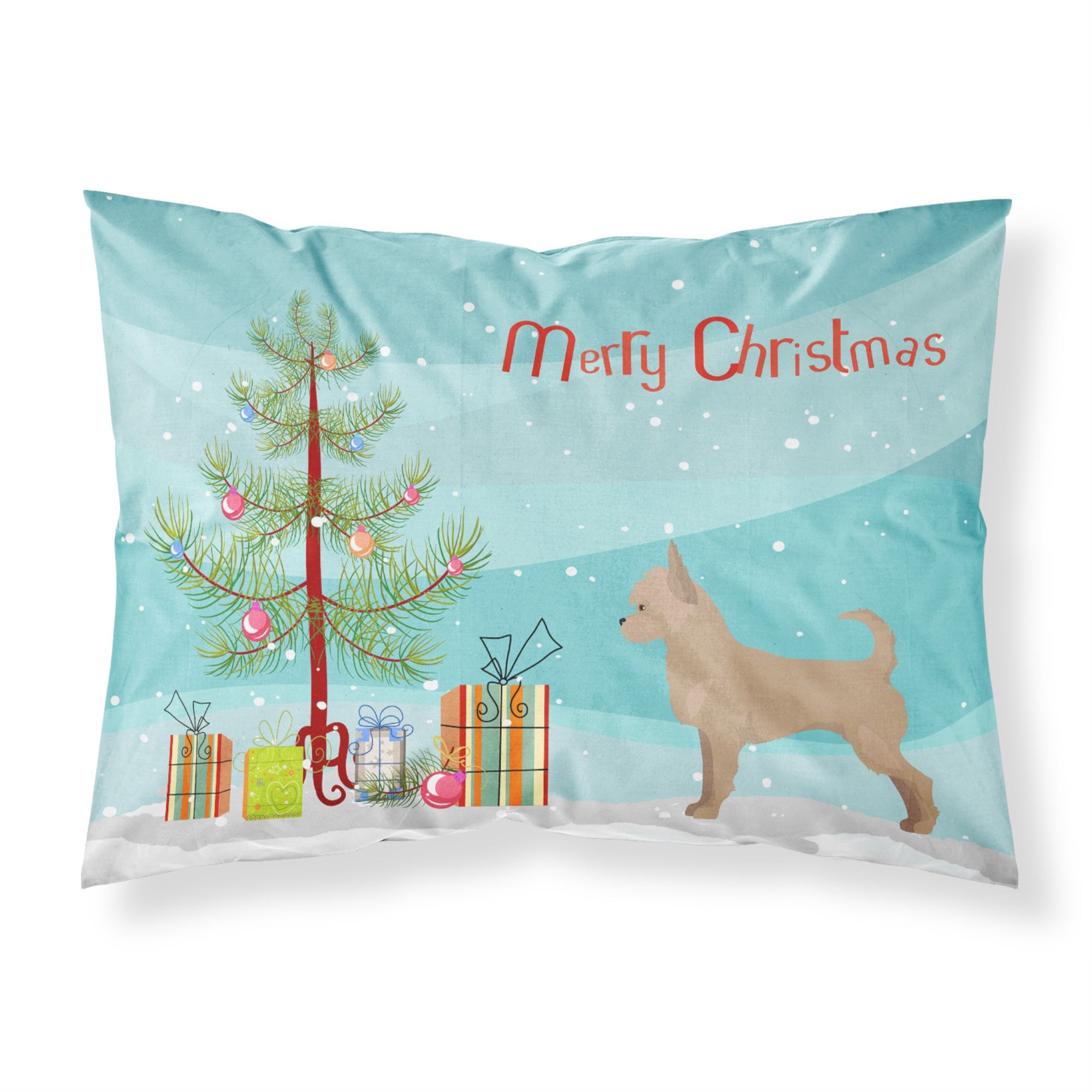 Carolines Treasures Tan Chorkie Christmas Tree Fabric Standard pillowcases, Multicolor