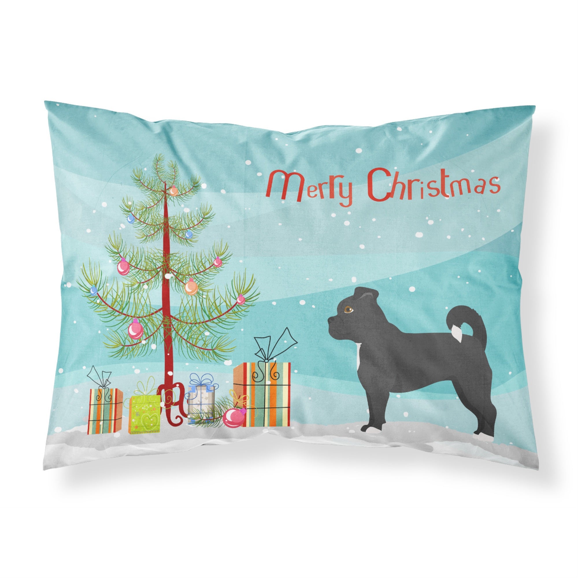 Carolines Treasures Black Chug Christmas Tree Fabric Standard pillowcases, Multicolor