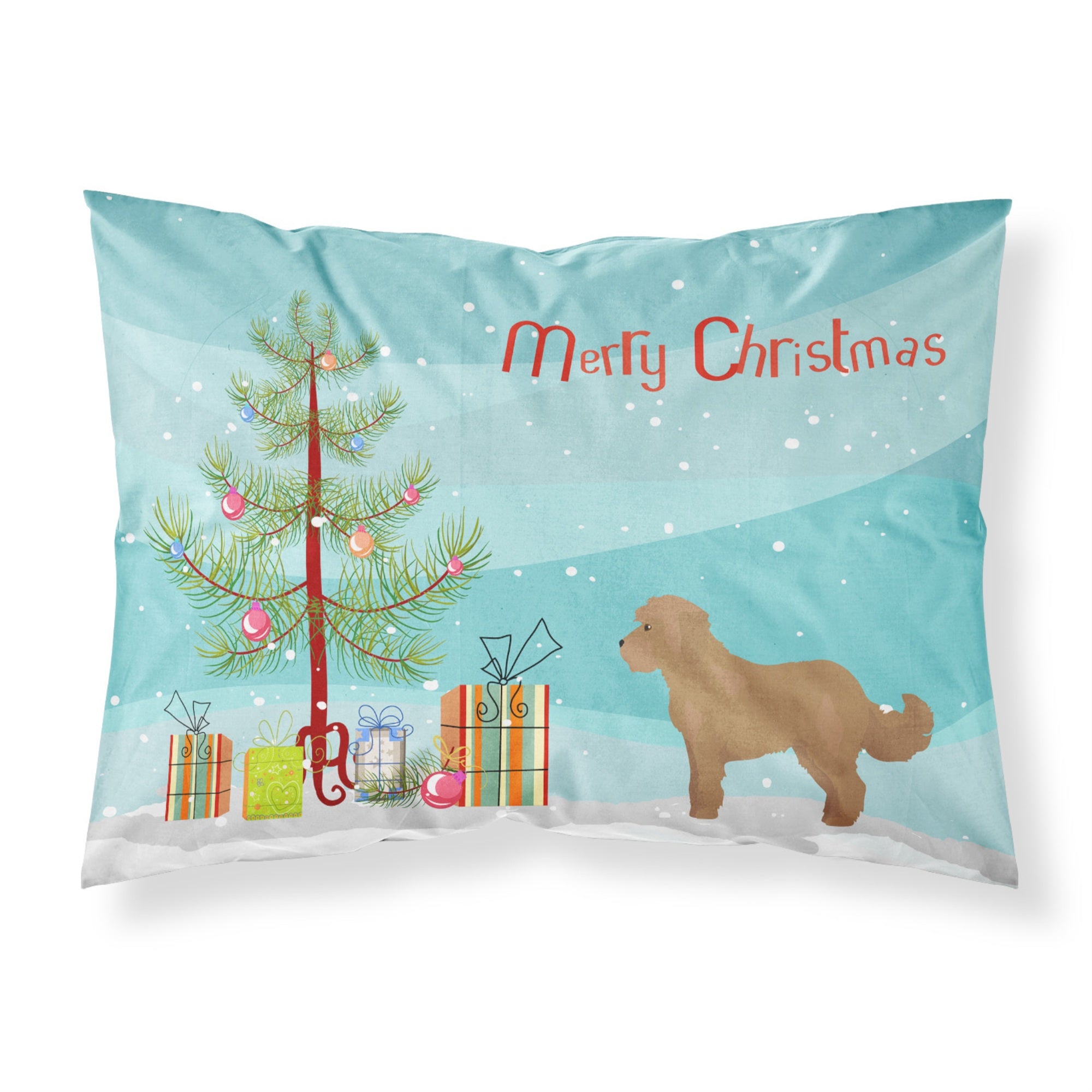 Carolines Treasures Tan Cockapoo Christmas Tree Fabric Standard pillowcases, Multicolor