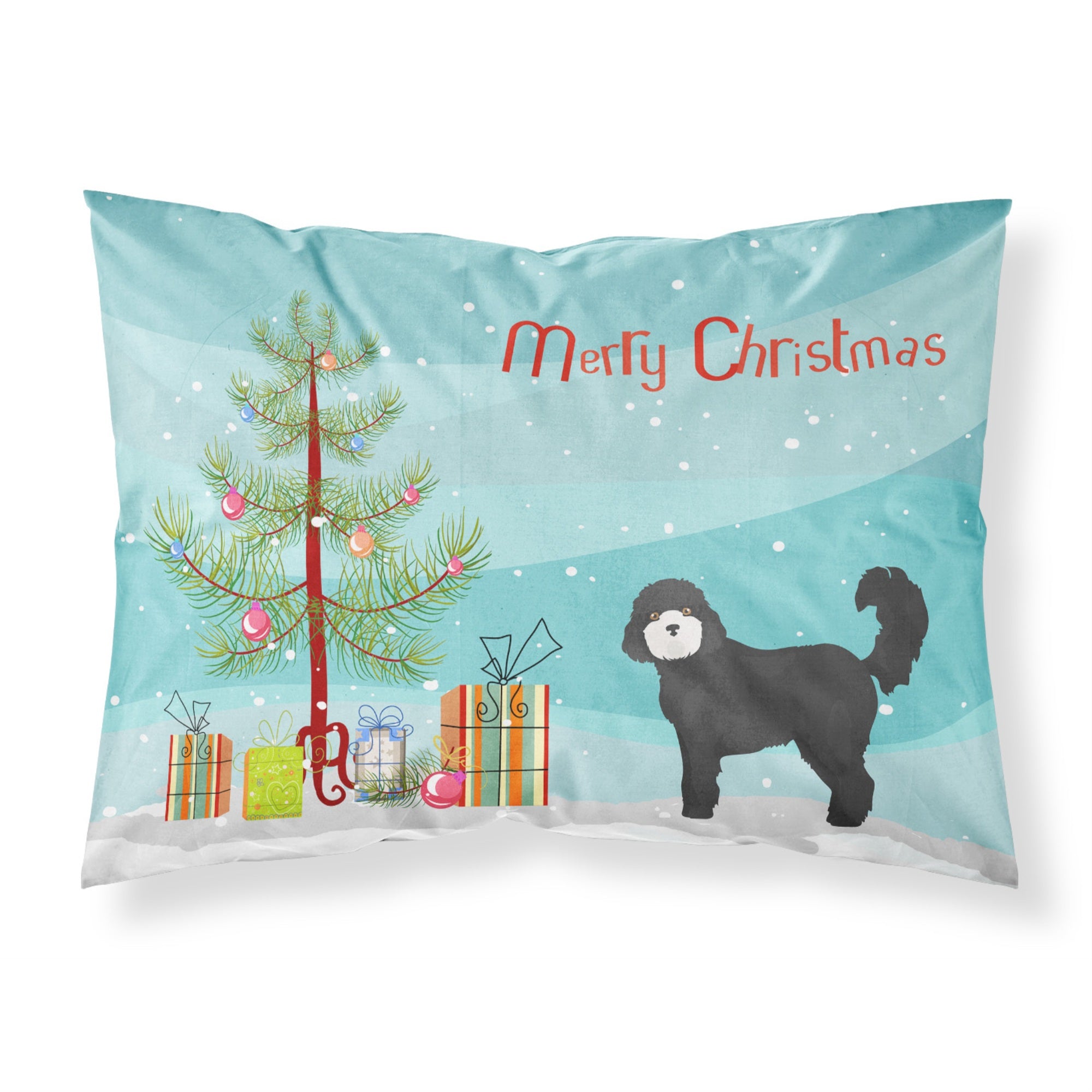 Carolines Treasures Black Cockapoo Christmas Tree Fabric Standard pillowcases, Multicolor