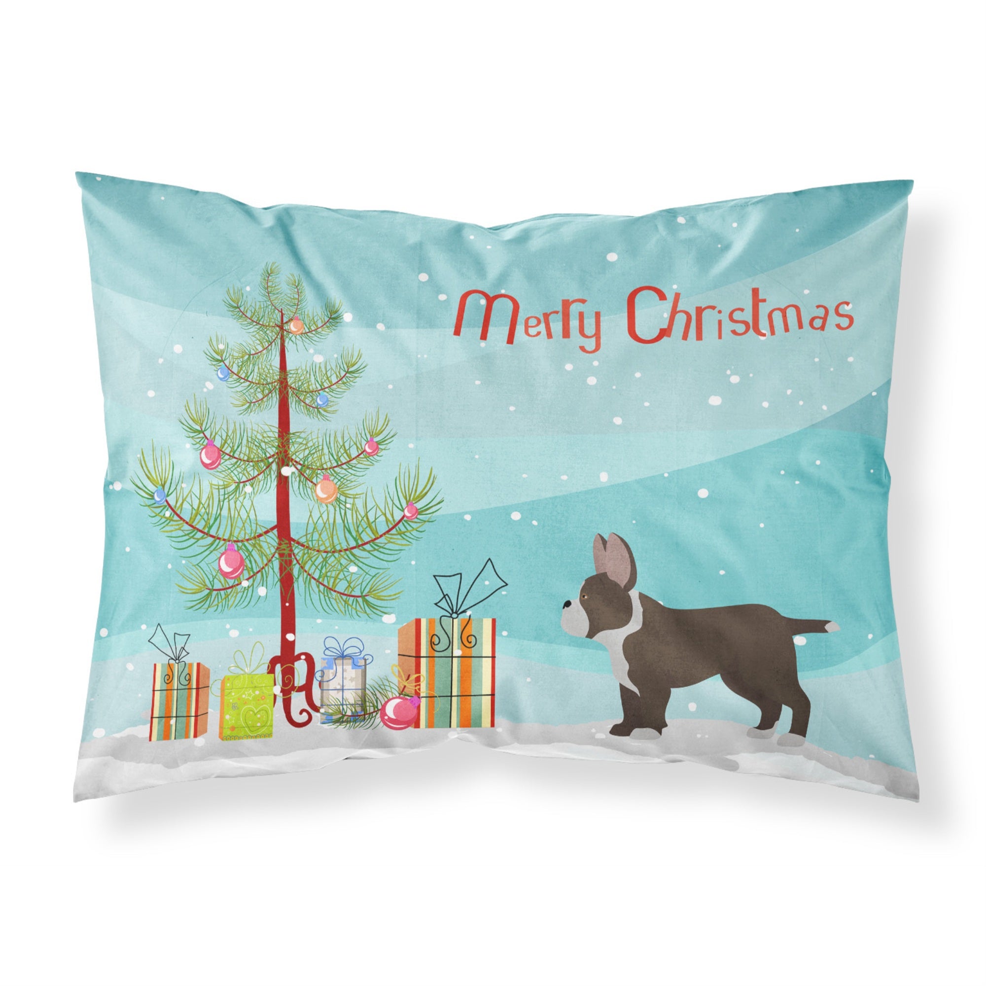 Carolines Treasures Black French Bulldog Pit Bull Mix Christmas Tree Fabric Standard pillowcases, Multicolor