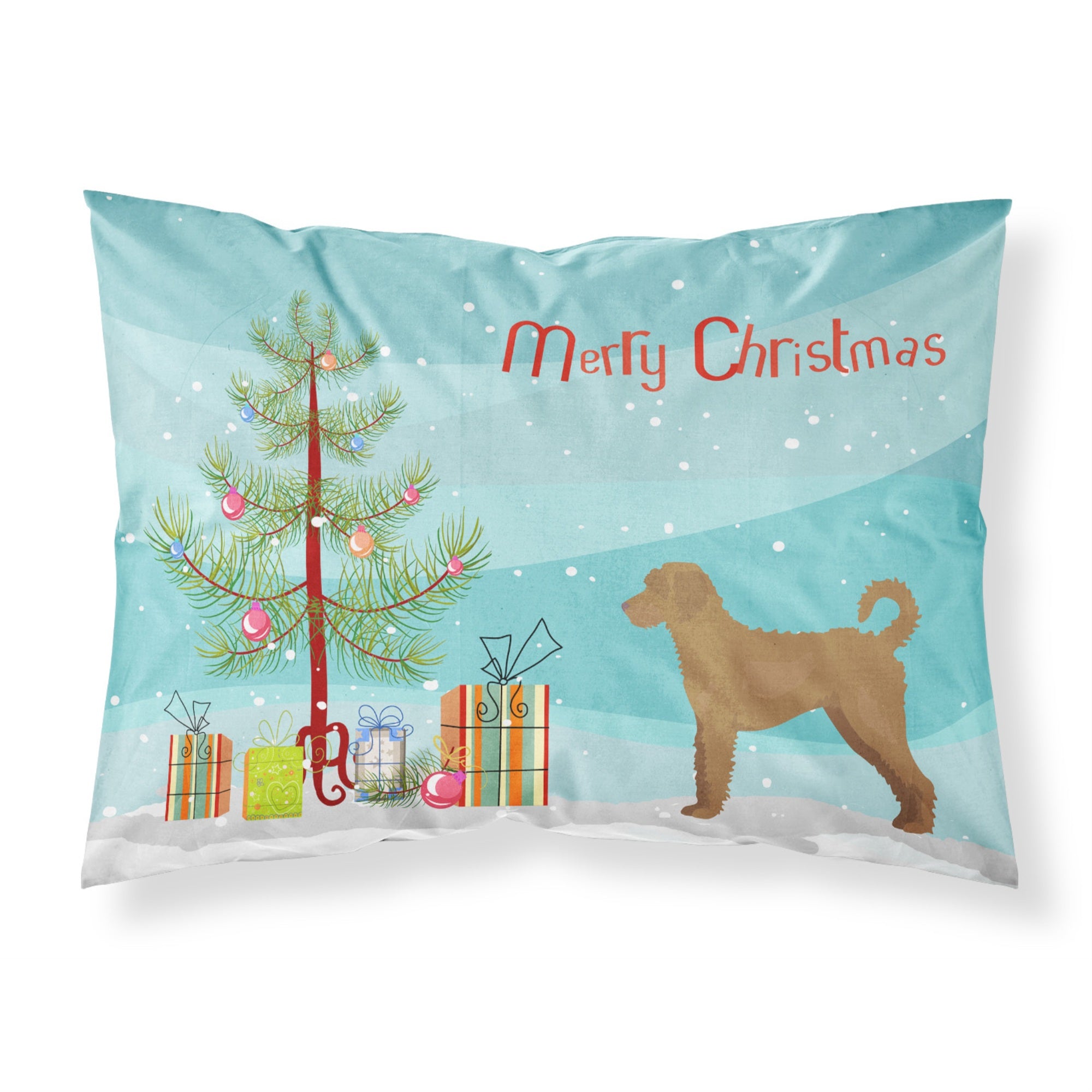 Carolines Treasures Tan Labradoodle Christmas Tree Fabric Standard pillowcases, Multicolor