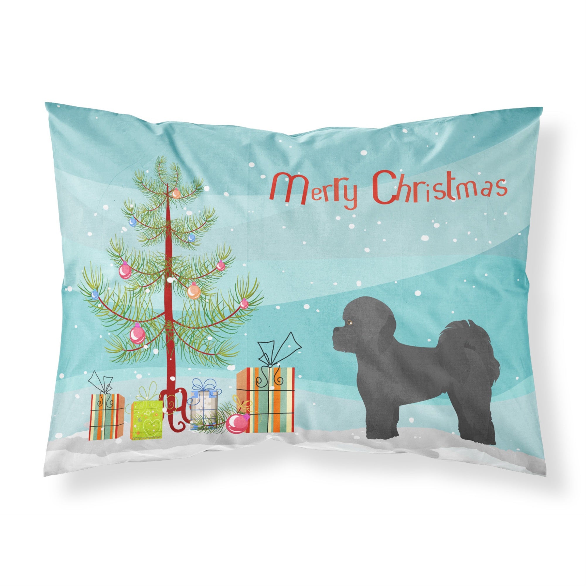 Carolines Treasures Black Mal-Shi Christmas Tree Fabric Standard pillowcases, Multicolor