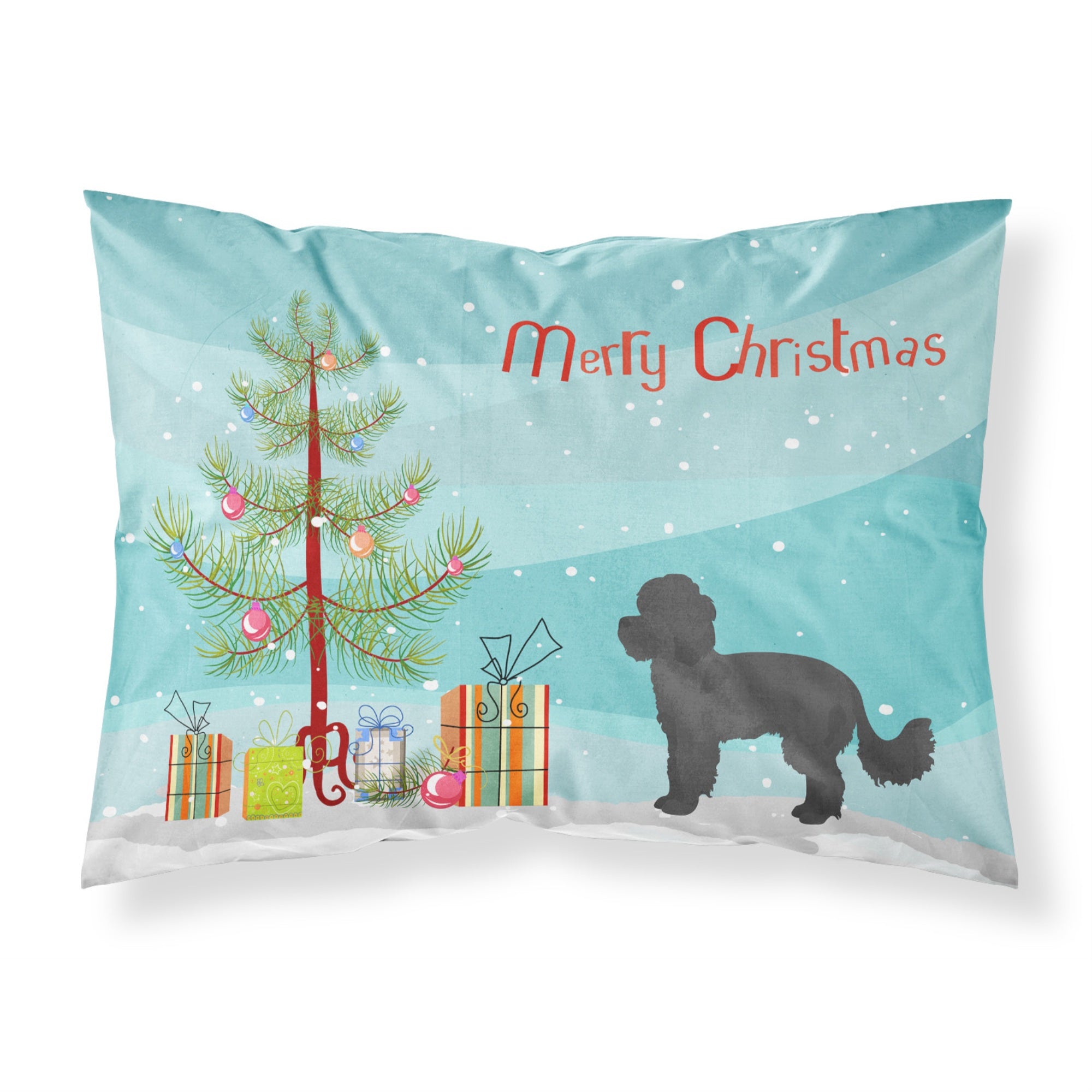 Carolines Treasures Black Maltipoo Christmas Tree Fabric Standard pillowcases, Multicolor