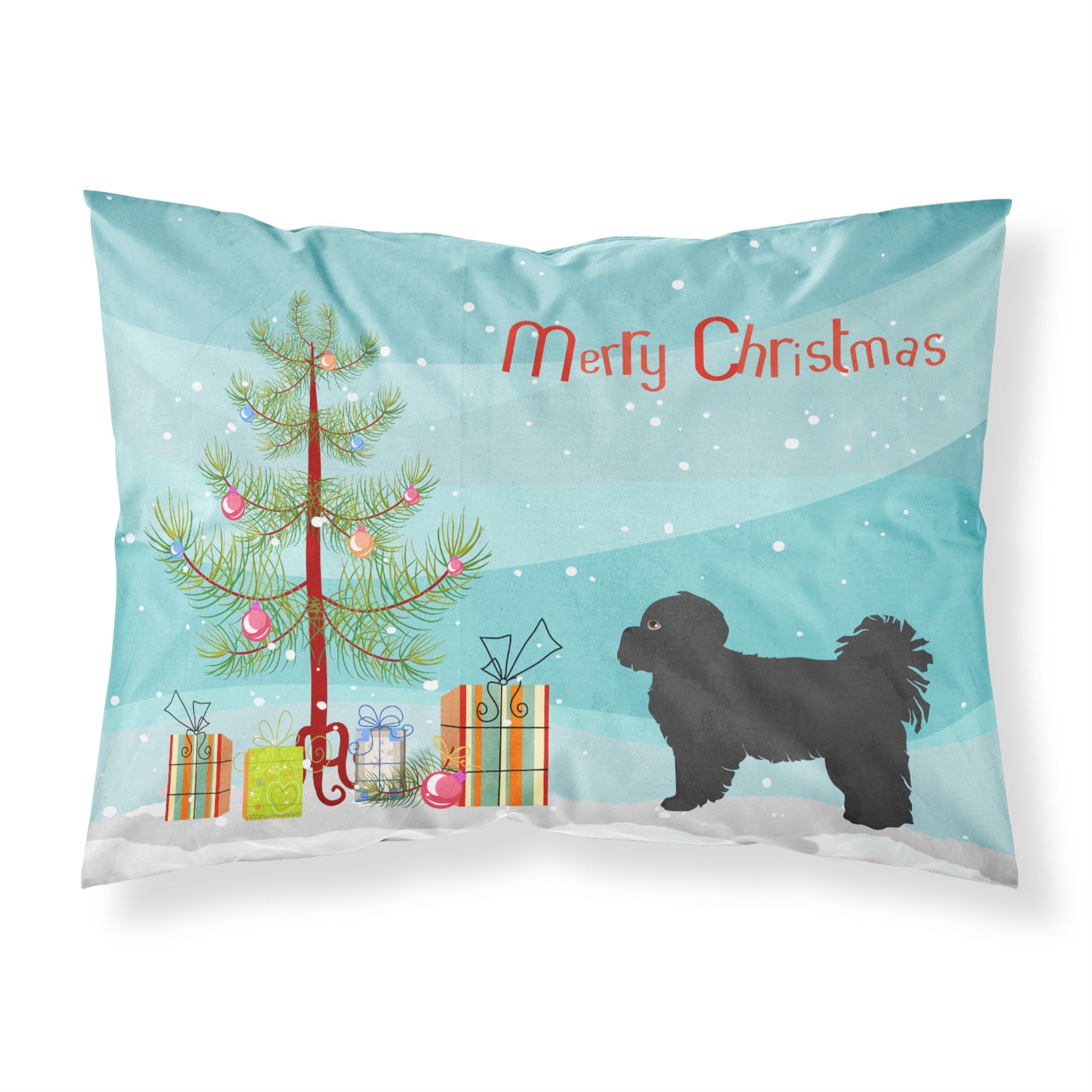 Carolines Treasures Black Pekeapoo Christmas Tree Fabric Standard pillowcases, Multicolor