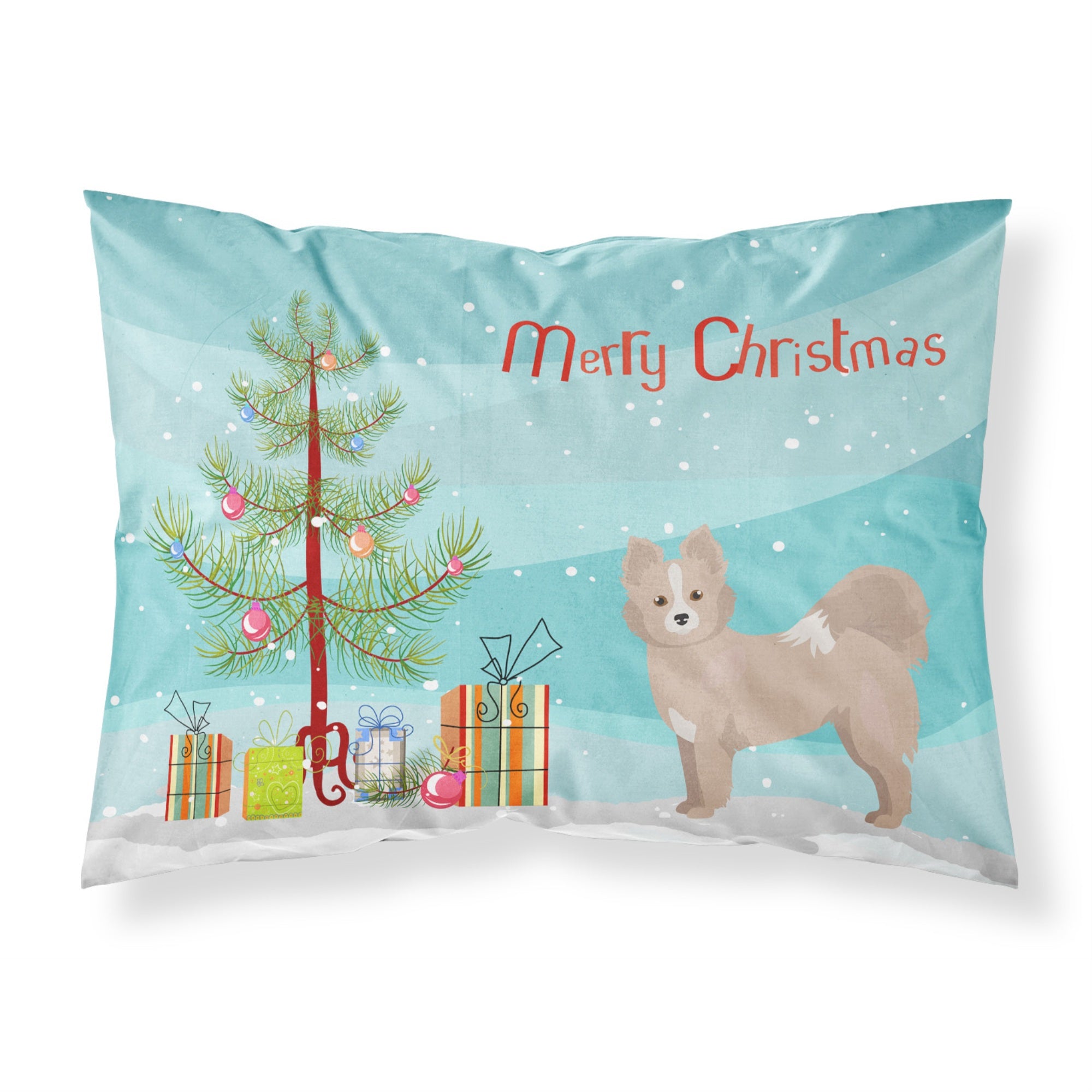 Carolines Treasures Tan Pomchi Christmas Tree Fabric Standard pillowcases, Multicolor