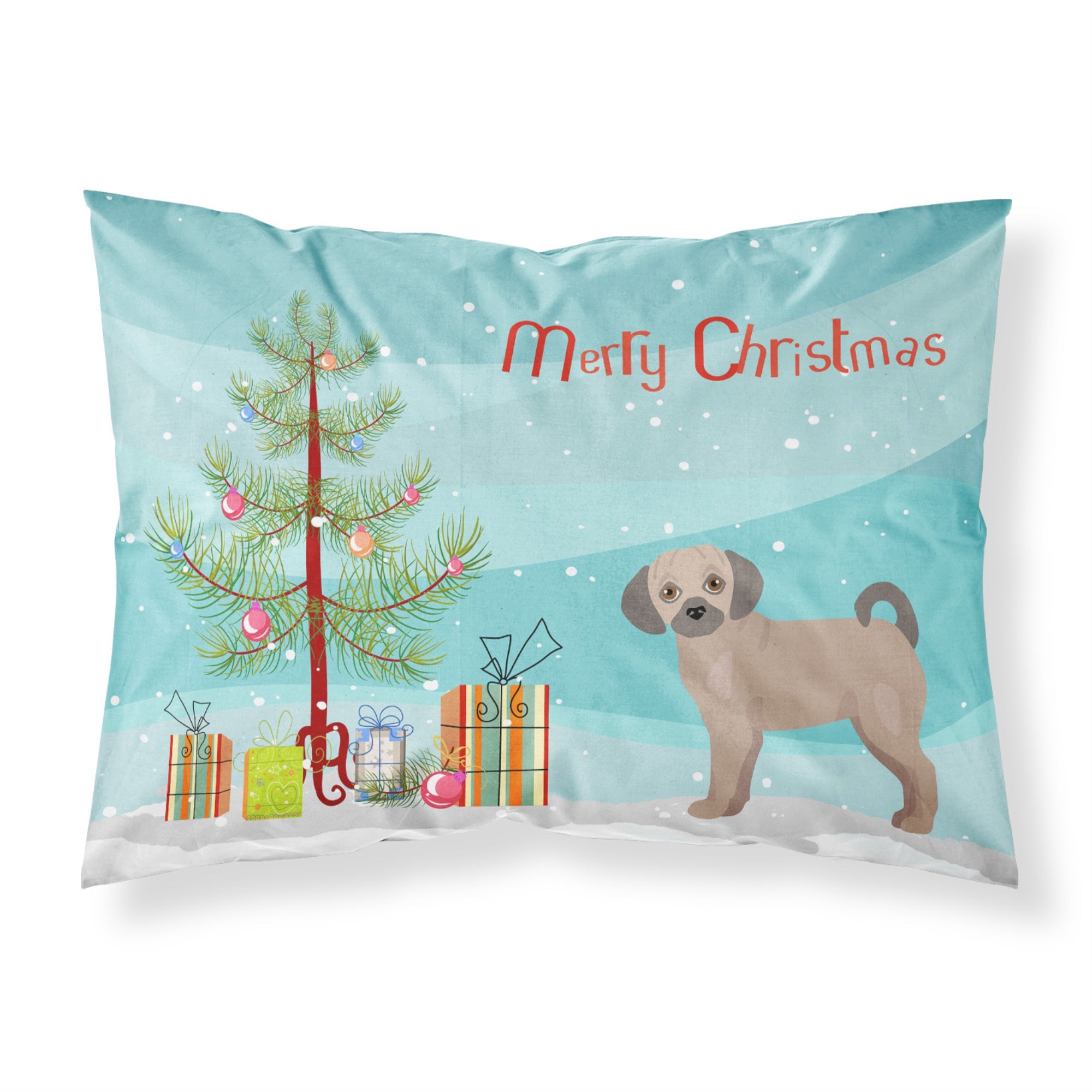 Carolines Treasures Fawn Puggle Christmas Tree Fabric Standard pillowcases, Multicolor