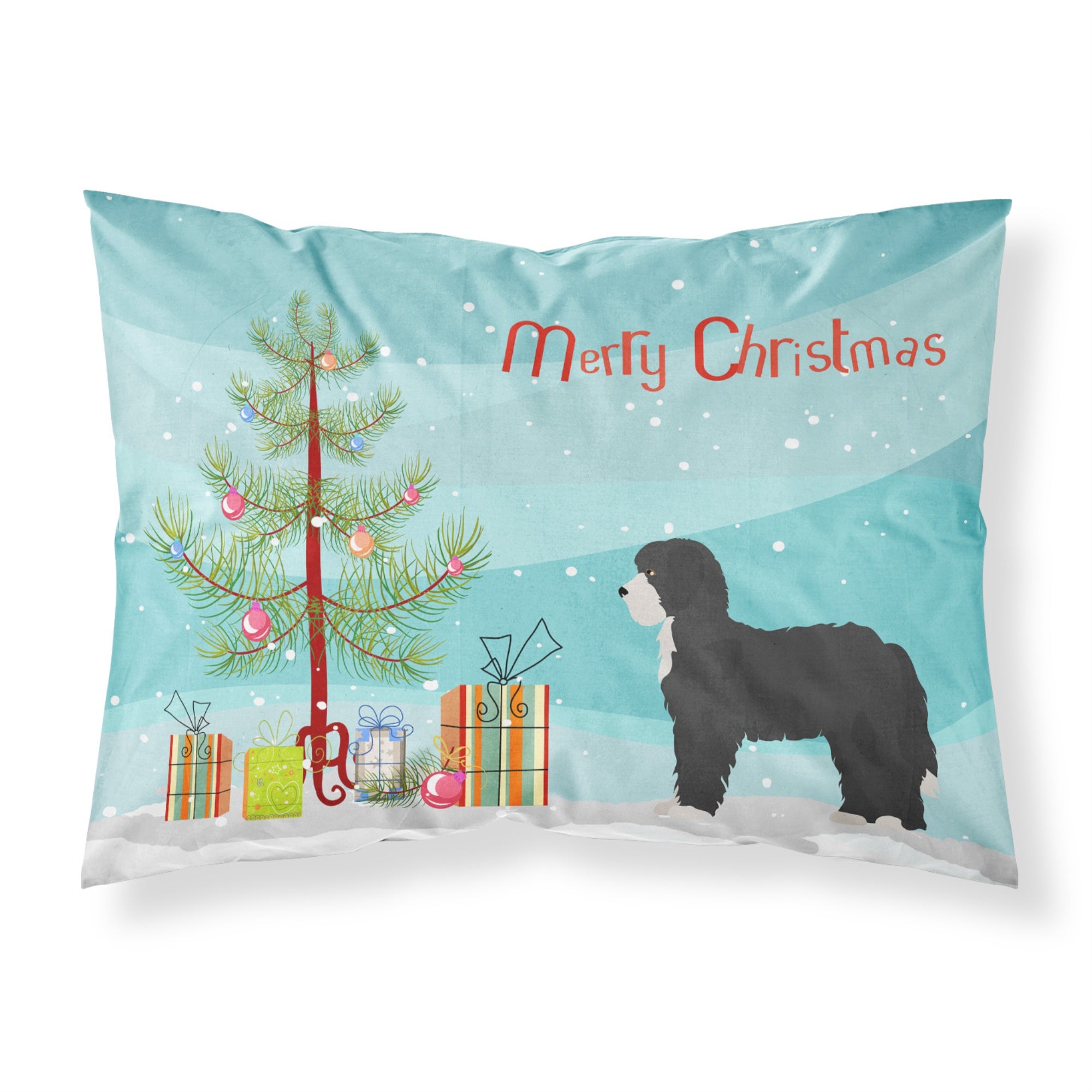 Carolines Treasures Black Sheepadoodle Christmas Tree Fabric Standard pillowcases, Multicolor