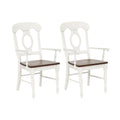 Sunset Trading Andrews Napoleon Dining Chair with Arms | Antique White with Chestnut Brown Seat | Set of 2