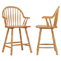 Sunset Trading Oak Selections 24 Windsor Barstool with Arms | Light Oak | Counter Height Stool | Set of 2