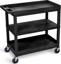 Luxor EC121 Black 18 x 32 Cart 2 Tub with 1 Flat Shelf