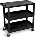 Luxor Black EC211HD 18x32 Cart with 2 Tub/1 Flat Shelves