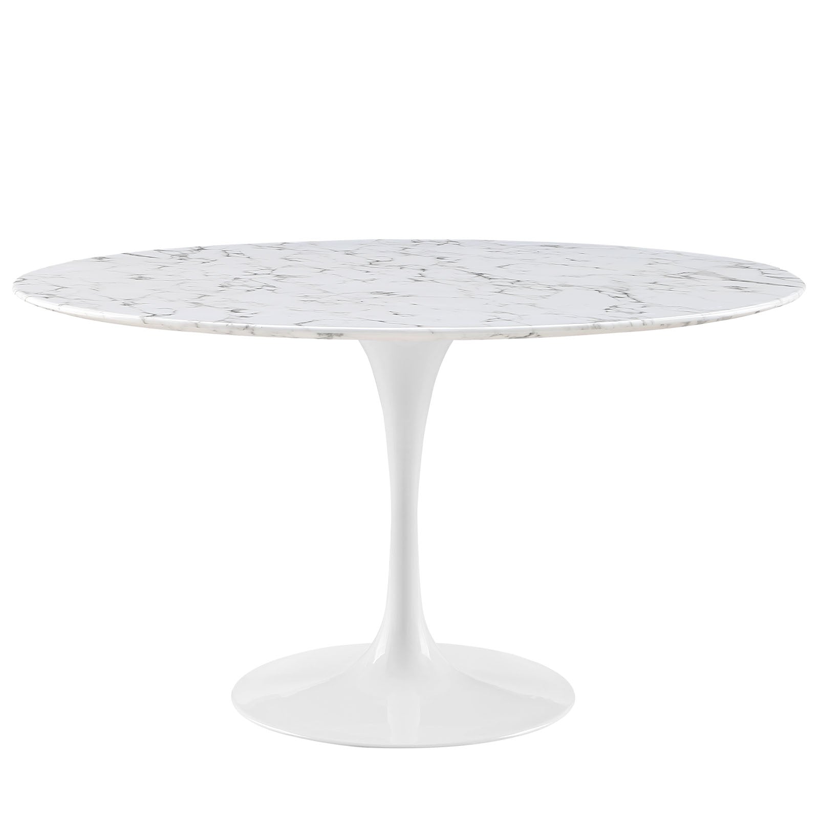 Lippa 54 Round Artificial Marble Dining Table - White