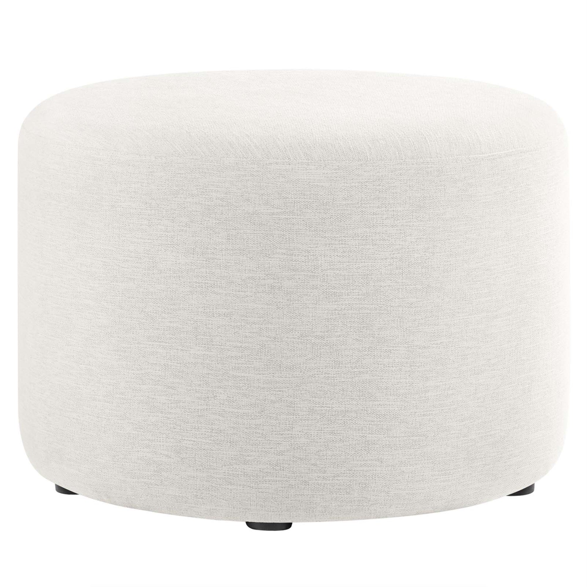 Callum Large 23 Round Woven Heathered Fabric Upholstered Ottoman
