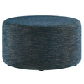 Callum Large 29 Round Woven Heathered Fabric Upholstered Ottoman