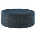 Callum Large 38 Round Woven Heathered Fabric Upholstered Ottoman