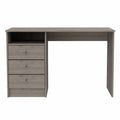 TUHOME Andalucia 3 Drawer Computer Desk, One Shelf, Three Drawers, Countertop Table, Light Grey, For Office