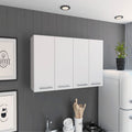 TUHOME Kitchen Cabinet 120 , Four Doors, Two Cabinets, Two Shelves, Racks, White, For Kitchen Room