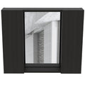 TUHOME Artemisa Medicine Cabinet, Two-Door Cabinet, Mirror, One External Shelf-Black, For Bathroom