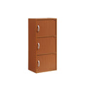 Hodedah 3-Shelf, 3-Door Bookcase in Cherry