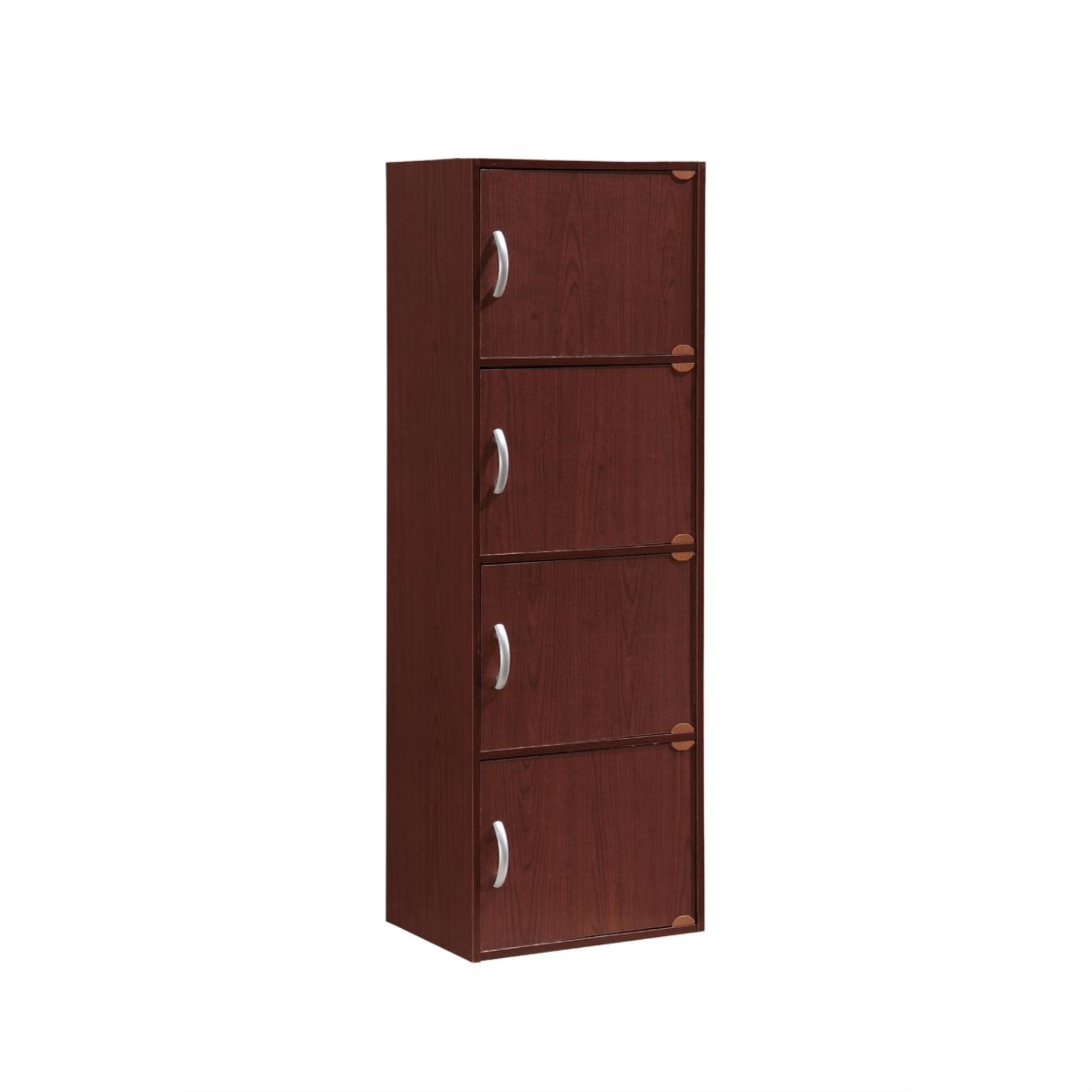 Hodedah 4-Shelf, 4-Door Bookcase in Mahogany