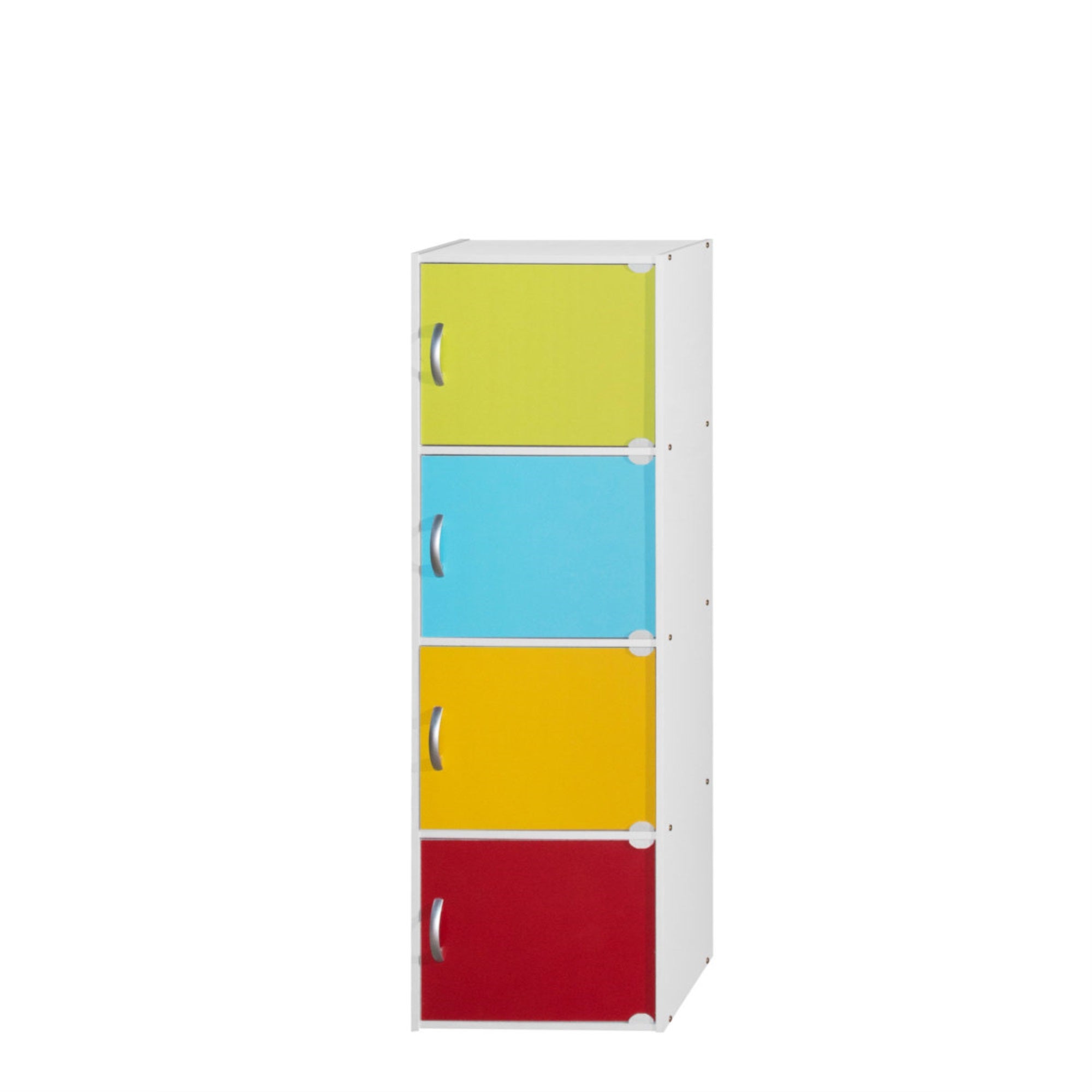 Hodedah 4-Shelf, 4-Door Bookcase in Rainbow