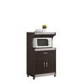 Hodedah Microwave Kitchen Cart in Chocolate-Grey