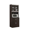 Hodedah Kitchen Cabinet with 1-Drawer, plus Space for Microwave in Chocolate-Grey