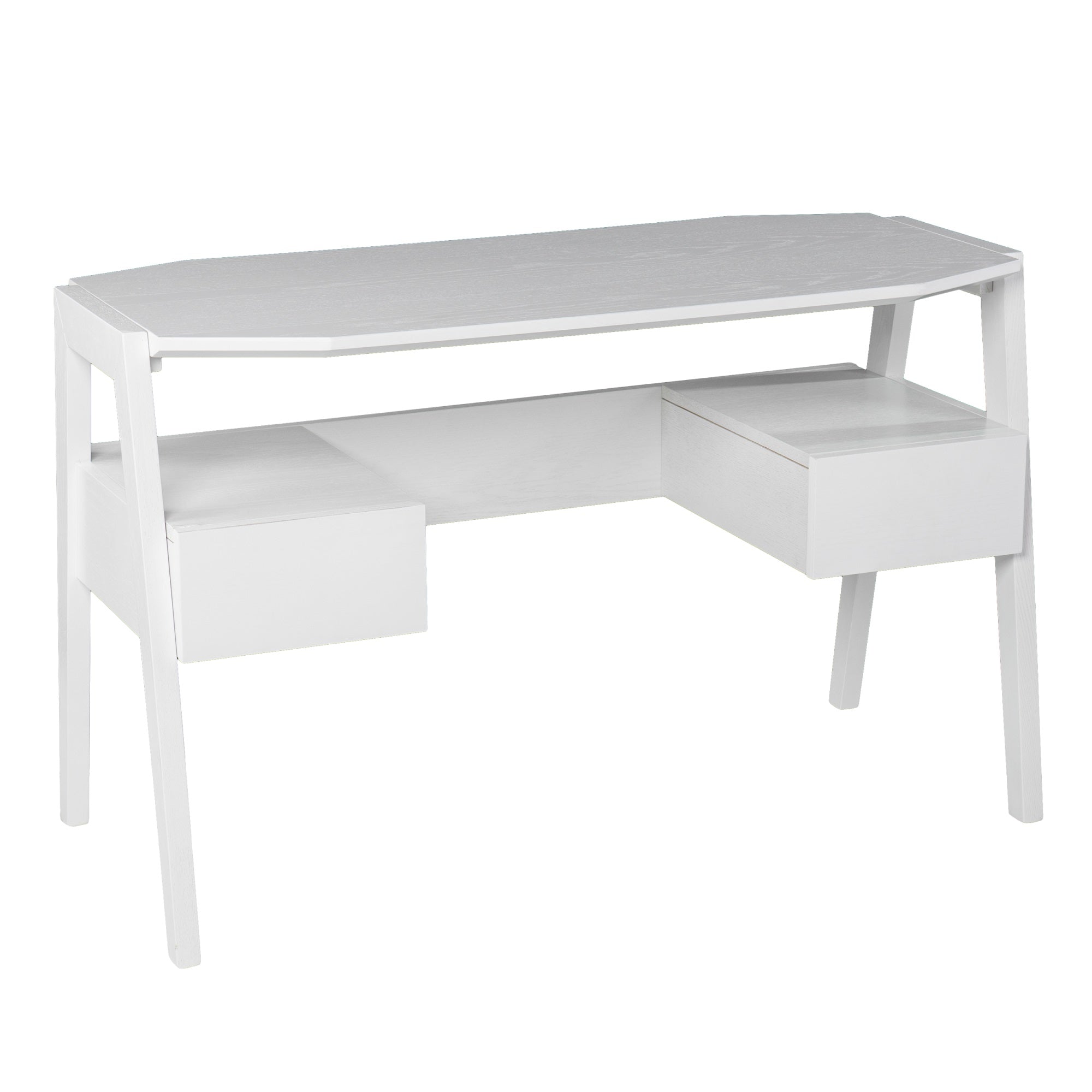 Clyden Midcentury Modern Writing Desk w/ Storage - White