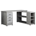 Computer Desk, Home Office, Corner, Left, Right Set-Up, Storage Drawers, L Shape, Work, Laptop, Laminate, Grey, Contemporary, Mo