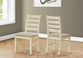 Dining Chair, 38 Height, Dining Room, Kitchen, Set Of 2, Side, Upholstered, Antique White, Beige Linen Look, Transitional